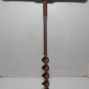 Antique Barn Beam Auger Drill Bit, Large T Handle  1 1/4 dia. 18" long