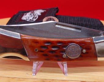 Fox-n-Hound Damascus/Stainless steel blade, 3" blade with sheath Mint Condition