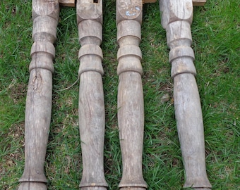 Antique Farmhouse Dining Table Reclaimed Distressed Solid Wooden Legs set of 4