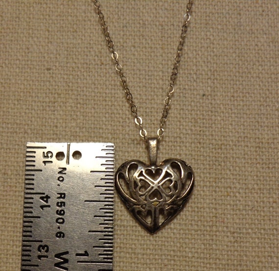 Vintage Nine Heart Pendant Necklace .925 Silver w… - image 3