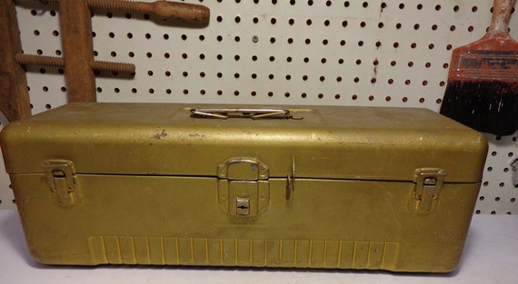 Vintage Large Union Steel / Liberty Steel Metal Tackle Box With