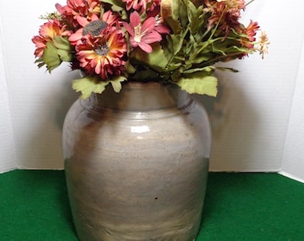 Vintage Salt Glazed Stoneware Crock with Brown Interior Rustic Looking in Nice Condition