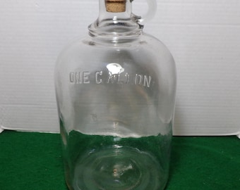 Vintage Illinois Glass Company ONE GALLON with Finger Loop and Swash Tail No. 2 on the Bottom 1930"s