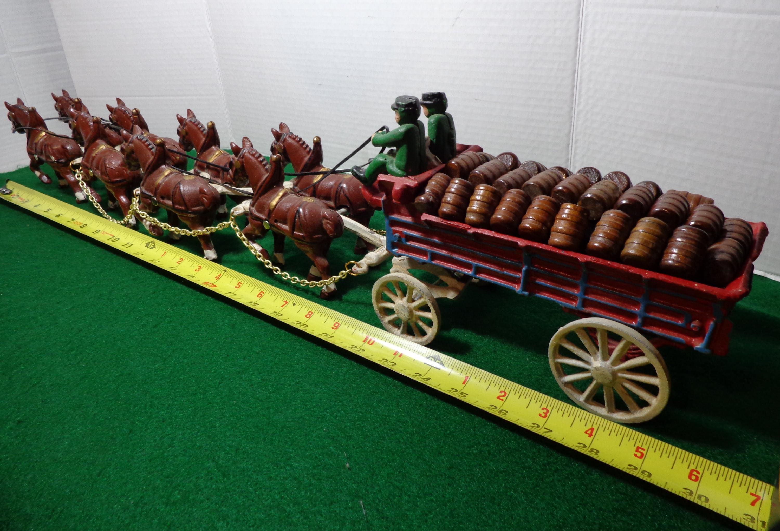 Vintage Cast Iron Clydesdale Beer Wagon, 8-horse Drawn, 28 Barrels