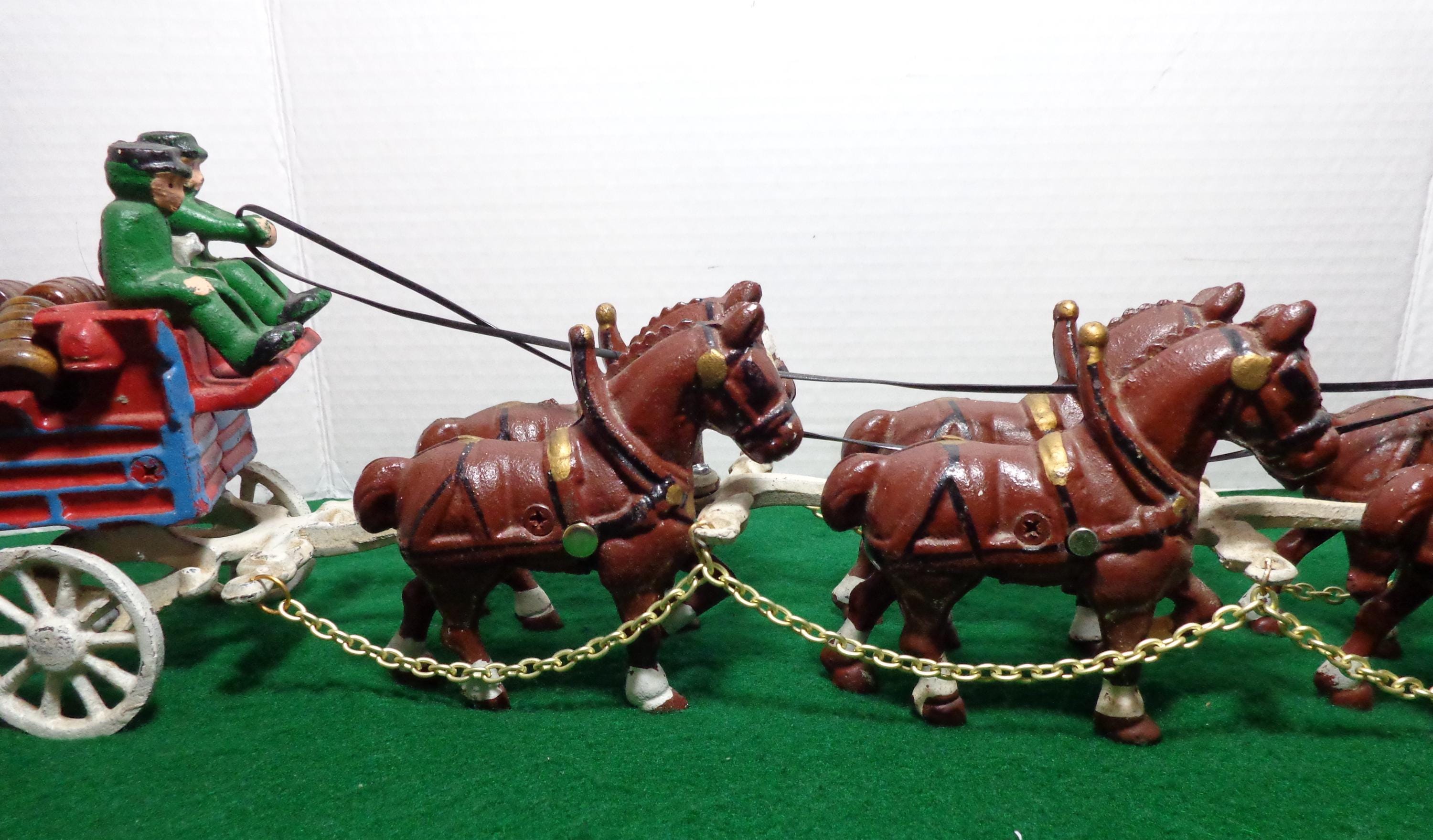 バドワイザー クライスデール8頭立馬車 馬 インテリア 置物 Vintage Cast Iron Clydesdale Beer Wagon, 8-horse Drawn, 28 Barrels