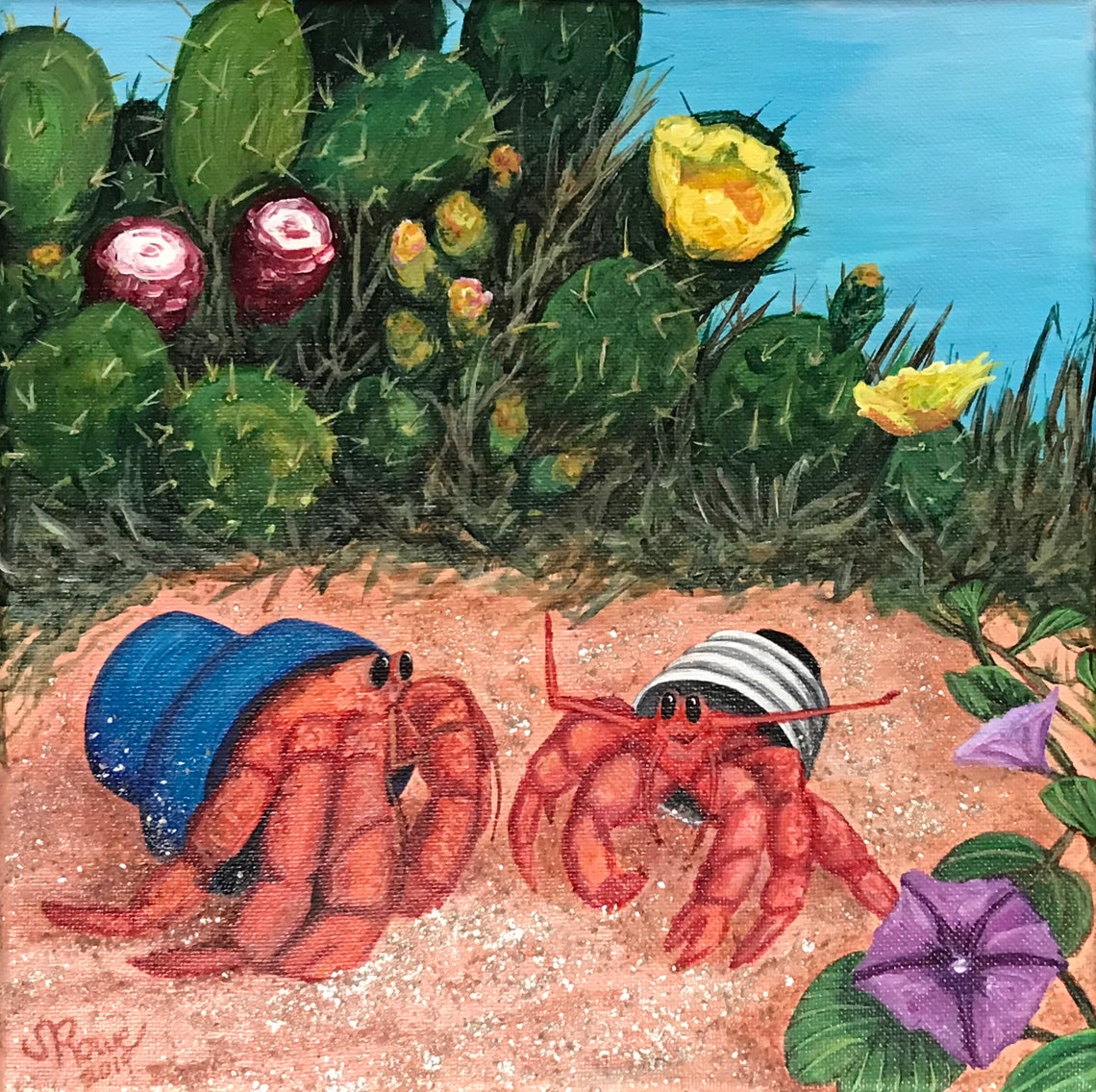 The Bermuda Crabs Acrylic painting of hermit crabs on canvas Etsy