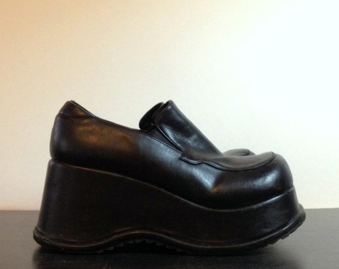 90s Black Platform Shoes 1990s Super Chunky Club Kid Platform Etsy