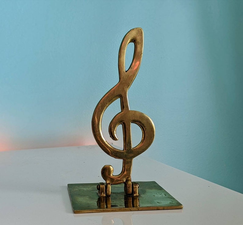 Vintage Brass Treble Clef Paper Weight Brass Music Note Etsy