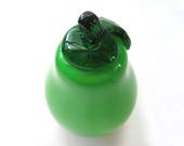 Murano Style Gorgeous Green Glass Pear, Fruit Basket Decor, Paperweight, Hand Blown Glass Fruit, Glass Pear, Italian Art Glass