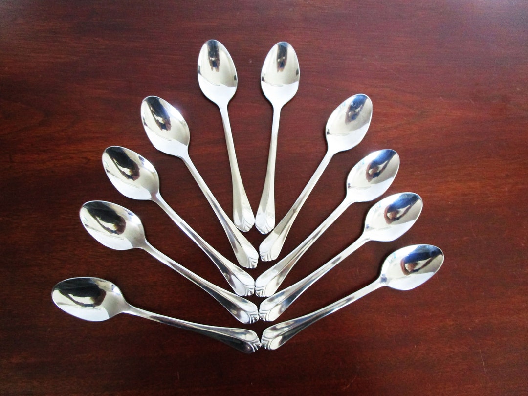 ALCO Stainless 18/0 Flatware Set of 10 Teaspoons, ACV3 Fan Plume Tip