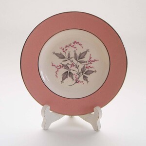 4 Homer Laughlin Dessert Plates, Cavalier, Pink, 1950s Kitchen Decor, Silver Rim, Pink Kitchen