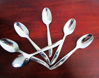 Evening Star Stainless Flatware 1960s Atomic Teaspoons  International Silver INS16 Superior Stainless USA, Discontinued