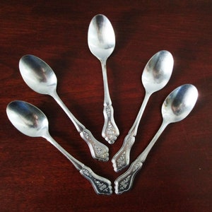 5 Teelöffel BRENTWOOD Stanley Roberts Beaded Outline, 1988 - Eingestellt, Vintage Silberware