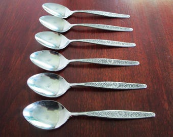 JARDINERA Japan Daisy Stainless Blk Accent Interpur Style Set of 6 Teaspoons