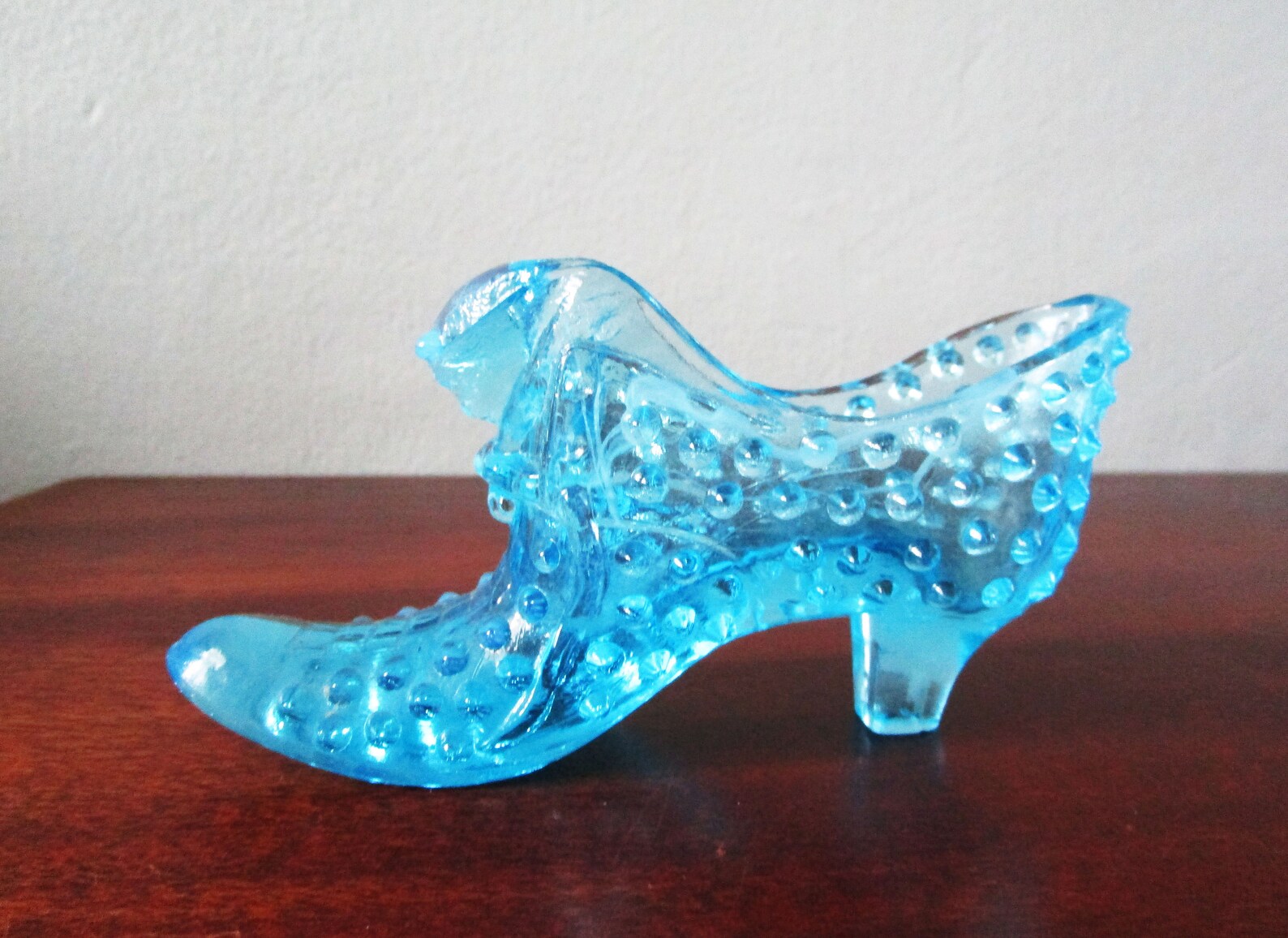 2 two Vintage Hobnail Fenton Blue Glass Shoe Slippers With Etsy
