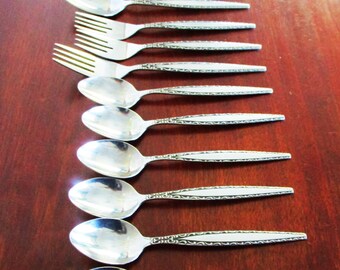 LACEBON by Present Vintage MCM Stainless Flatware LOT Korea 11 Pieces 6 Teaspoons Mid Century Silverware