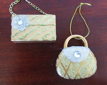 2 sacs à main à paillettes dorées pour décoration de Noël, sacs à main pour femme, fantaisie hollywoodienne pour le Nouvel An, Noël
