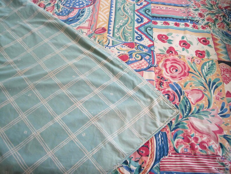 Queen Duvet Collier Campbell Gypsy Caravan 86x74 1980s 200 Cale Blend 50 Comforter Cover W Ons Reversible Green