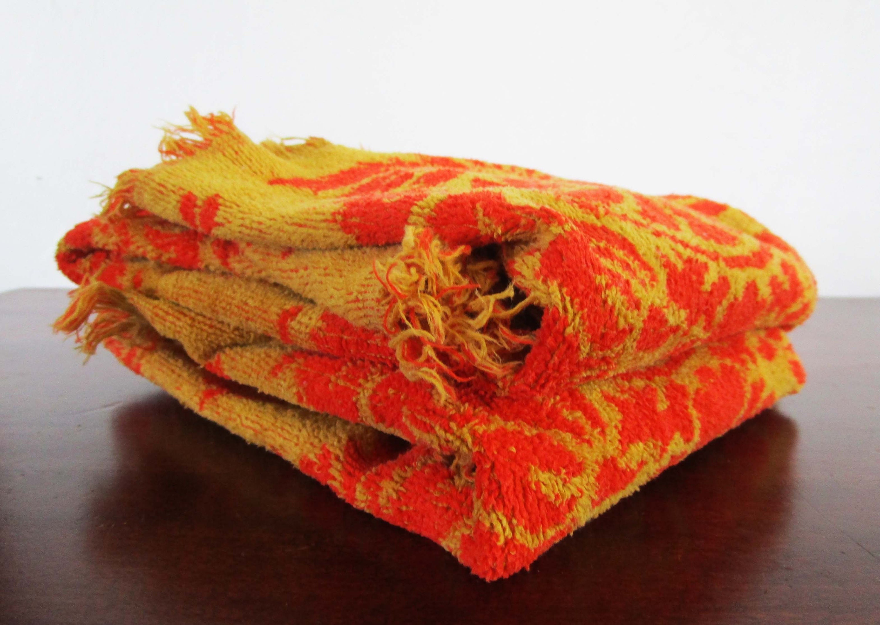 Fieldcrest Ocean Green with Orange Fringe Bath Towel Set