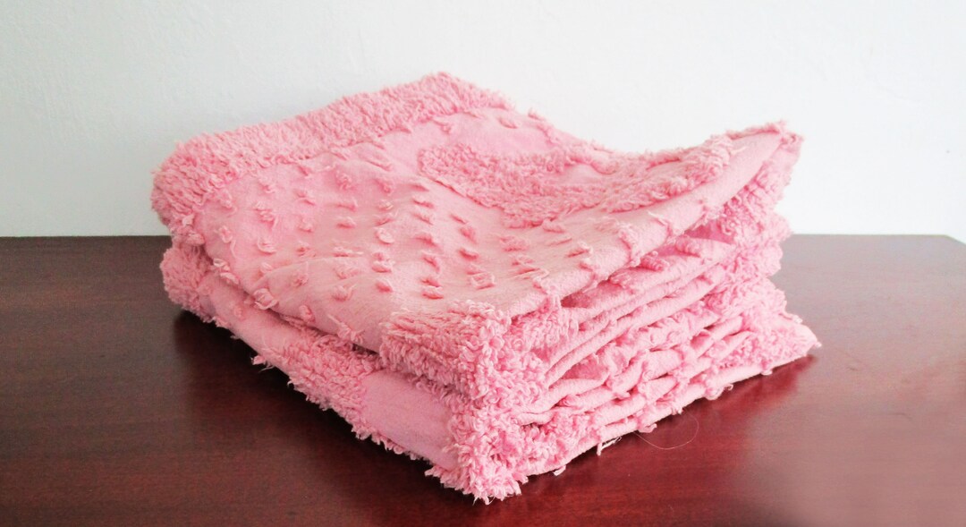 Pair Vintage Deep Pink Chenille Pillow Shams Butterfly Design Etsy