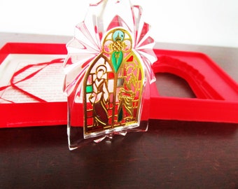 GORHAM Ornament Stained Glass Brass Inlay Christmas Decor English Cathedral C82