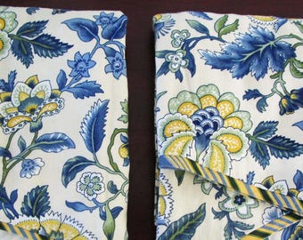 Par de cenefas para cortinas Waverly IMPERIAL DRESS, color azul verdoso jacobino, con borde festoneado a rayas, 21 x 80 pulgadas, juego de 2