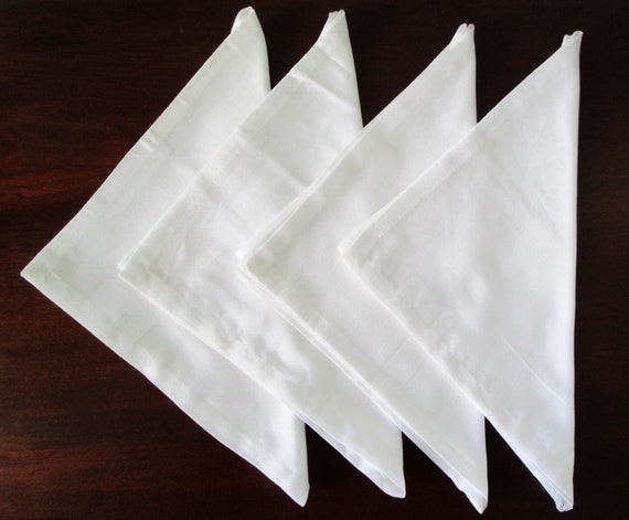 Vintage weiße Geschirrtücher aus Baumwolle, 4er-Set, 50 x 50 cm, Servietten vom Bauernhof