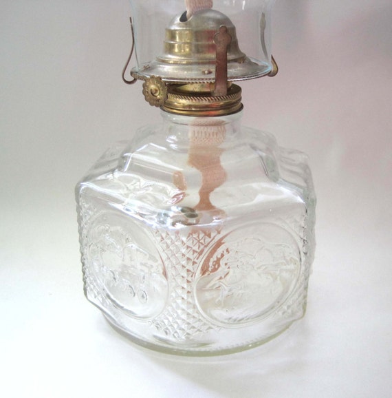 Vintage Oil Lamp Lamplight Farms Oil Lamp 6 Sides Glass Oil Etsy