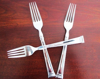 Vintage Lenox ETERNAL Stainless 18/8 Flatware 3 Dinner Forks Vintage Silverware Status Active 1997-