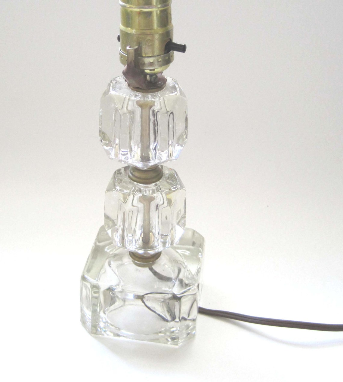 Bedside Lamp Vintage Bedroom 1940s Cube Clear Glass Lamp Etsy