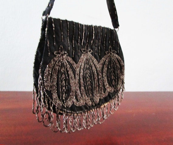 Sac Perles Vintage Bohème - Graines Exotiques, Fabrication Française, Occasion