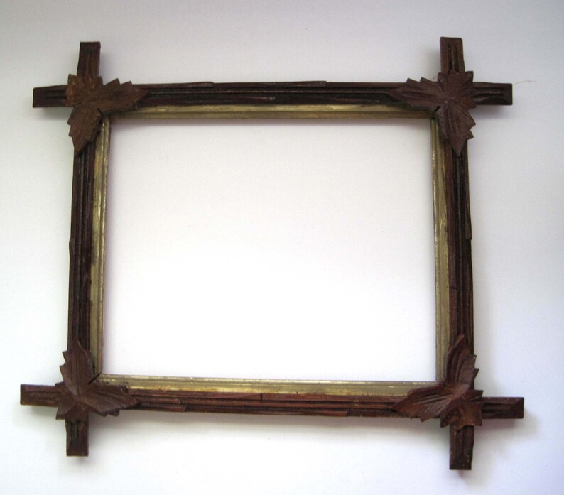 Antique Wood Frame Carved Corner Leaves Corssed Corners Etsy