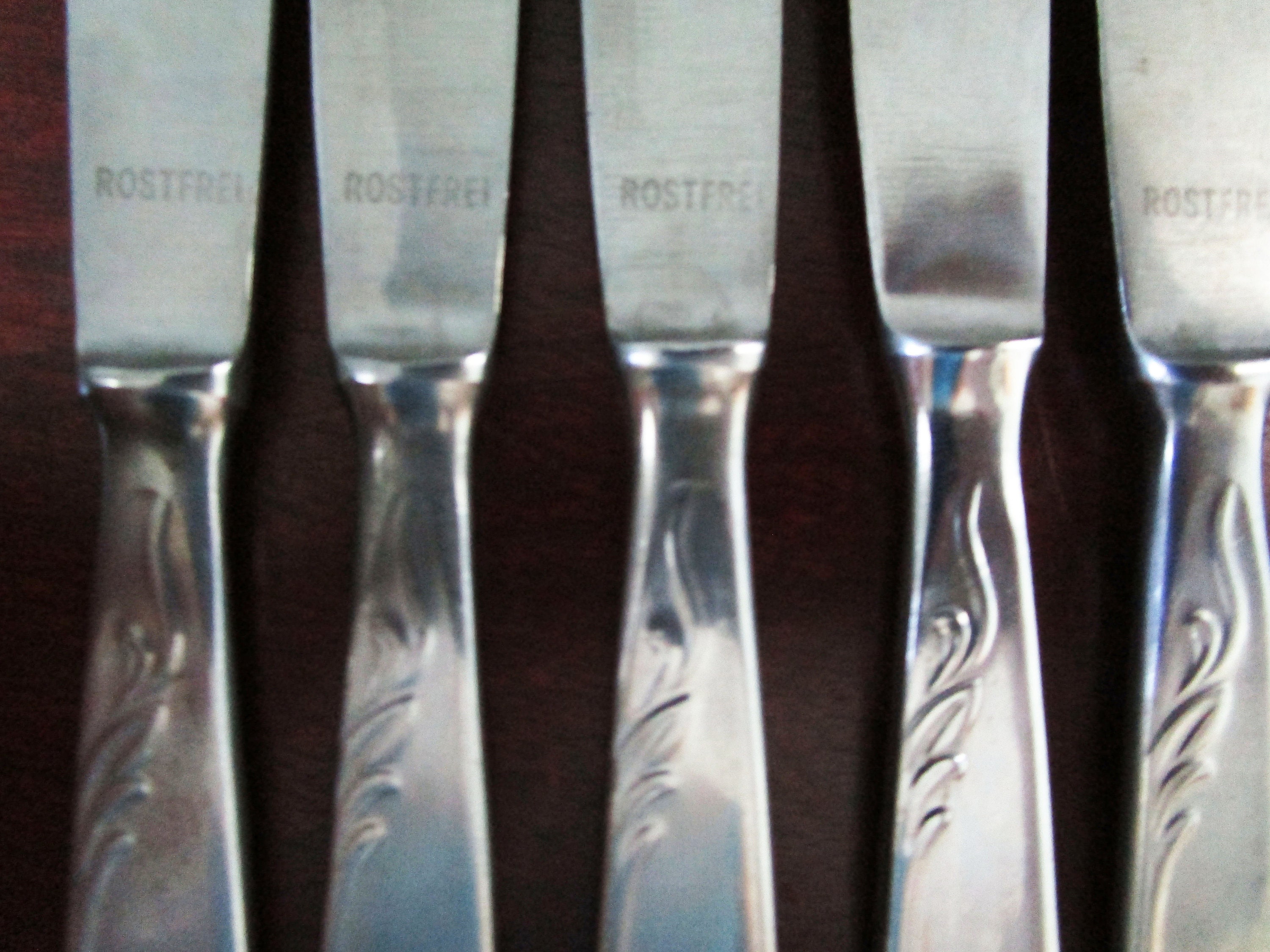 Vintage set - 6 Germany Fruit Cheese Knives ROSTFREI stainless rust-free  Cutlery
