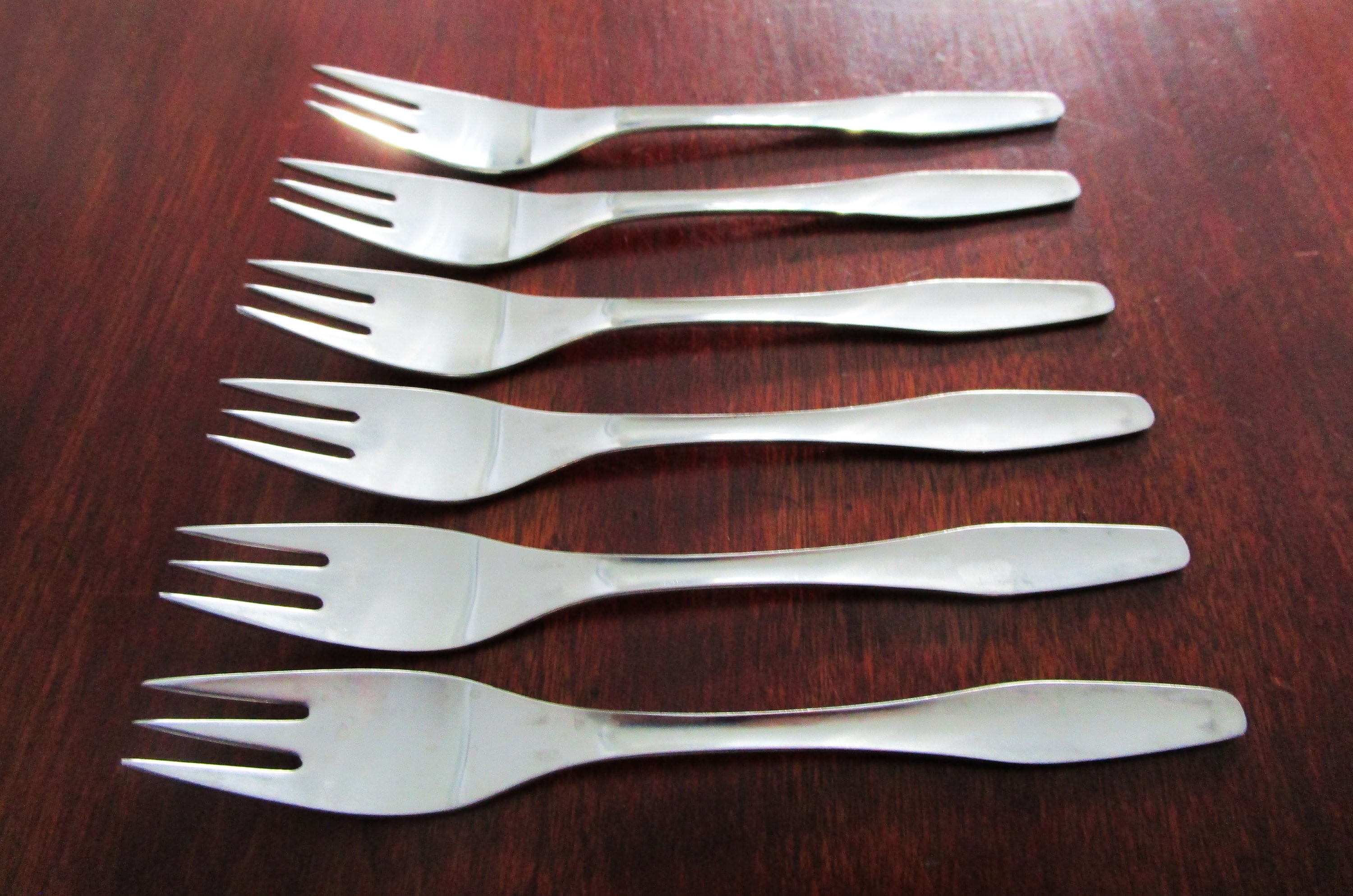 Dana DFA MCM Stainless DNS3 Flatware 6 Salad Forks Danish Modern