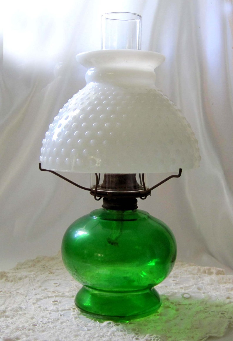 Green Emerald Oil Lamp Milk Glass Hobnail Shade Eagle Burner Nice Depression Emergency Lighting Outdoor - Green Milk Glass Oil Lamp Green Emerald Oil Lamp Milk Glass Hobnail Shade Eagle Burner Nice Depression Emergency Lighting Outdoor - Green Milk Glass Oil Lamp