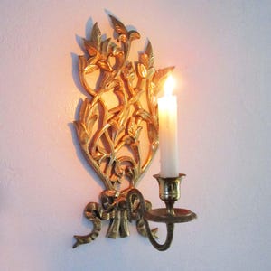 Candelabro de pared de latón, candelabro para colgar en la pared, adornado con oro, estilo Hollywood Regency