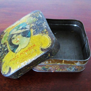 Vintage 20s TALCUM PUFF Co. Imperial Face Powder Tin New York Vanity Storage, Gift for Her
