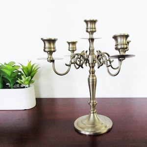 Pewter Candlestick 5 Arm Candelabra 11.5&quot; Vintage By Baldwin Made In USA