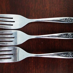 Gracious Rose Stainless Steel Flatware Salad Forks from Tiawan 3 Pieces as pictured