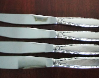 VENETIA Flatware NEW Community Oneida Stainless Glossy Bowl, 4 Dinner KNIVES 9 1/8 in, Vintage Silverware
