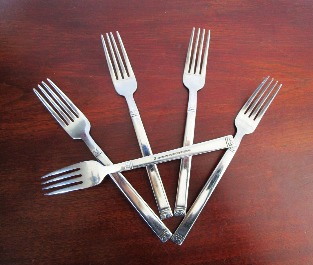 5 Dinner Forks AMBROSIA Stainless 18/10 Scrolls by J A HENCKELS