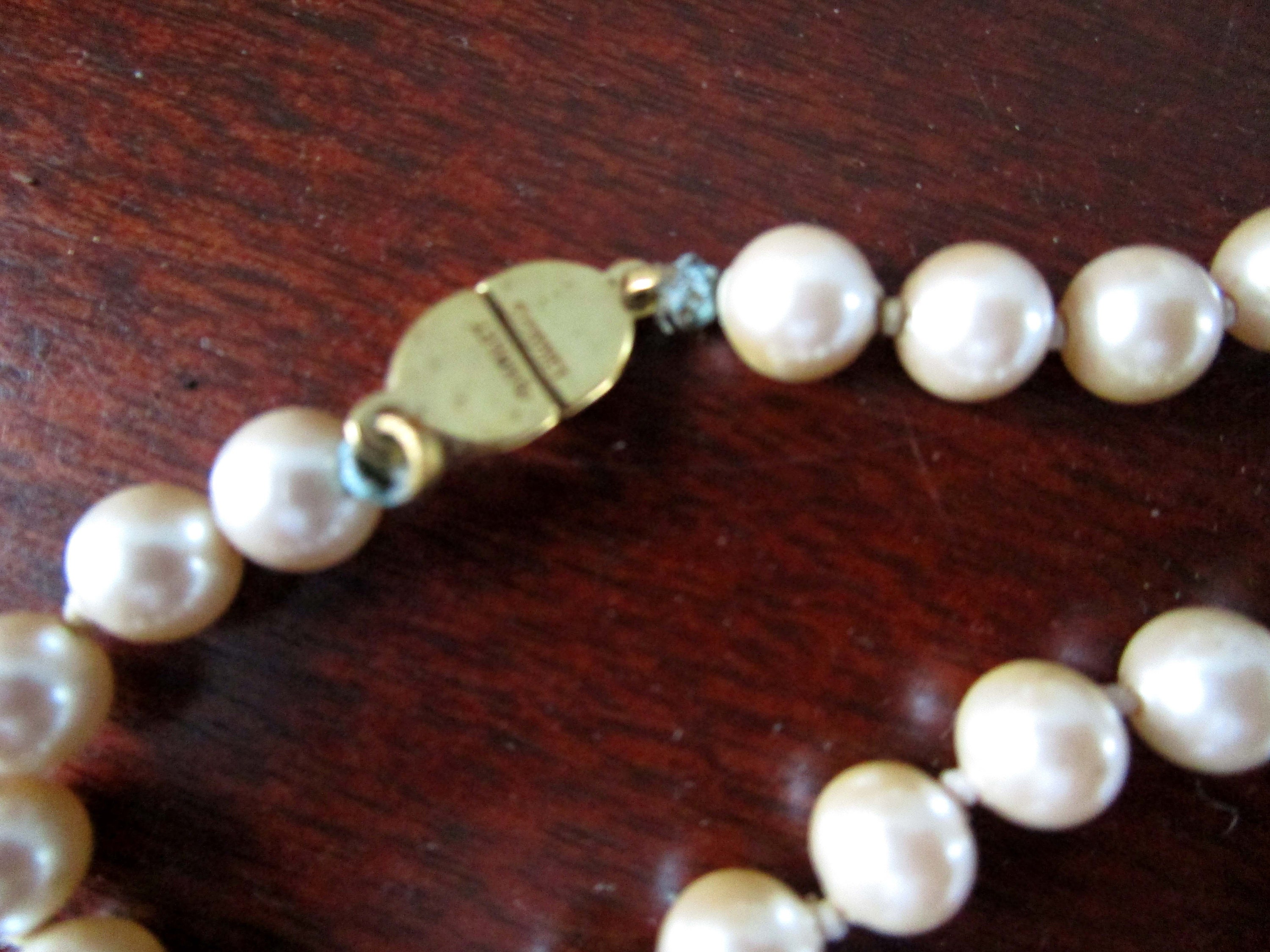 ★早期完売★VINTAGE HOLLYWOOD★5-way Knotted Pearl Necklace Vintage 1950s Pearl Necklace 5mm wide knotted 14 Karat Gold