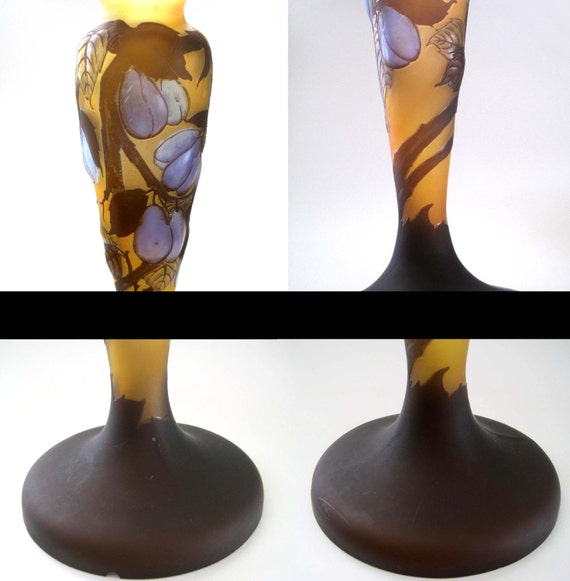 Authentic Cameo Art Glass Table Lamp Galle Glass Table Lamp by Emile Gallé