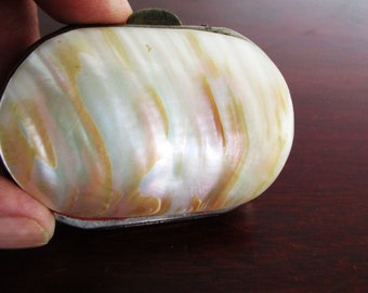 Antique Abalone Coin Purse Mother of Pearl Edwardian Wallet Coin c. 1910