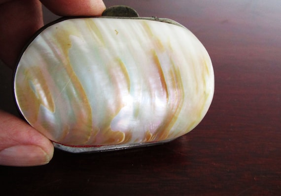 Antique Abalone Coin Purse Mother of Pearl Edward… - image 1