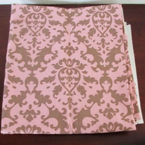 Pink Brown Fabric French Design 2 Yards x 44&quot; Home Seasons Paper Damask Decorator Fabric Light CANVAS Pillows, Reupholstering