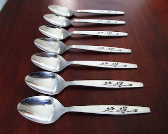 4 Elden Vintage Flower Teaspoon Spoon Stainless 6