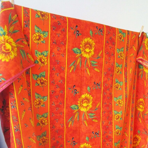 French Tablecloth Nappe Orange Yellow Sunflower NEW Provencal 60x90 France Polyester Anti Stain Countryside Provence Similar to Vent du Sud