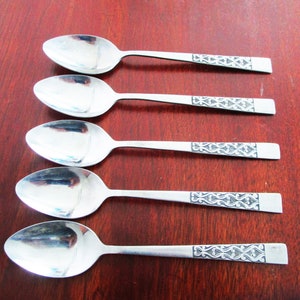 INTERMEZZO National Stainless Flatware 5 Teaspoons Glossy Black Accent Discontinued
