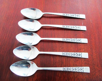 INTERMEZZO National Stainless Flatware 5 Teaspoons Glossy Black Accent Discontinued